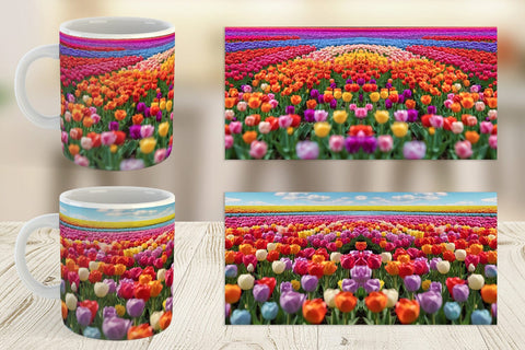 Mug Wrap Tulip Flower Fields Sublimation artnoy 