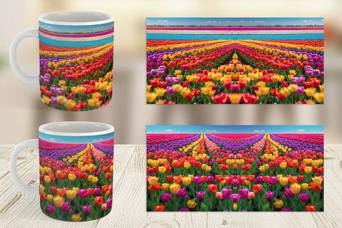 Mug Wrap Tulip Flower Fields Sublimation artnoy 