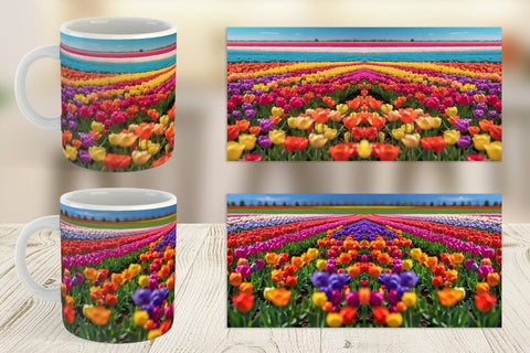 Mug Wrap Tulip Flower Fields Sublimation artnoy 