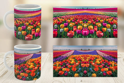 Mug Wrap Tulip Flower Fields Sublimation artnoy 