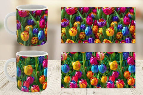 Mug Wrap Tulip Flower Pattern Sublimation artnoy 