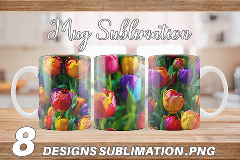 Mug Wrap Tulip Flower Pattern Sublimation artnoy 