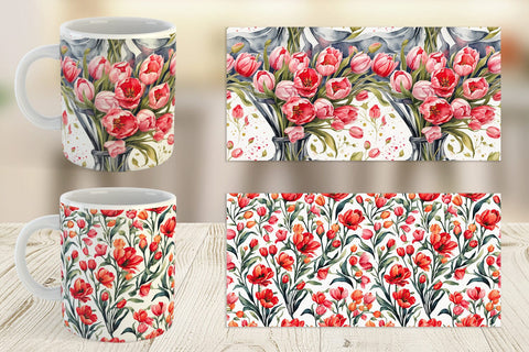 Mug Wrap Tulip Pattern Sublimation artnoy 
