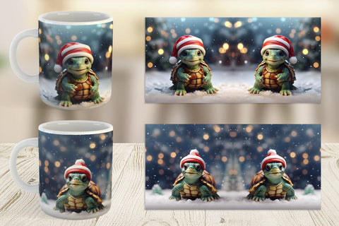 Mug Wrap Turtle Christmas Sublimation artnoy 