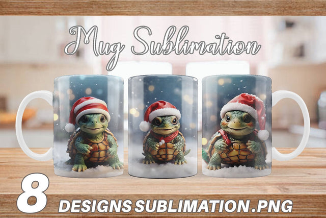 Mug Wrap Turtle Christmas Sublimation artnoy 