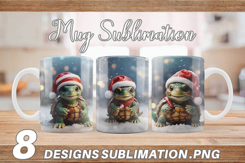 Mug Wrap Turtle Christmas Sublimation artnoy 