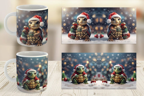 Mug Wrap Turtle Christmas Sublimation artnoy 