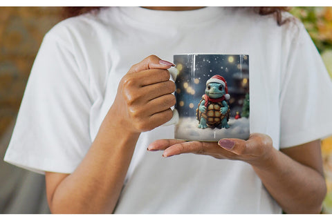 Mug Wrap Turtle Christmas Sublimation artnoy 