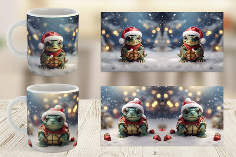Mug Wrap Turtle Christmas Sublimation artnoy 