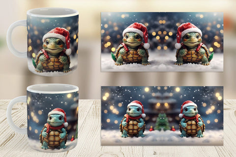 Mug Wrap Turtle Christmas Sublimation artnoy 