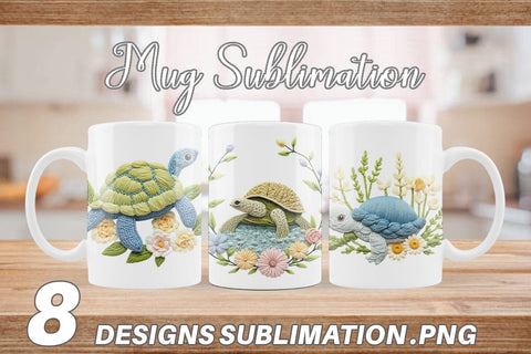 Mug Wrap Turtle Embroidery Sublimation artnoy 