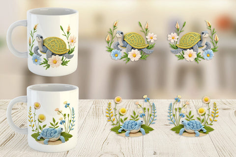 Mug Wrap Turtle Embroidery Sublimation artnoy 