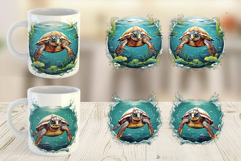 Mug Wrap Turtle Swimming Sublimation artnoy 