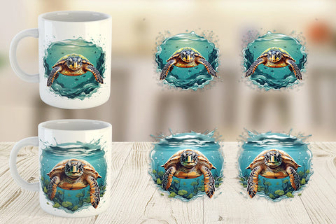 Mug Wrap Turtle Swimming Sublimation artnoy 