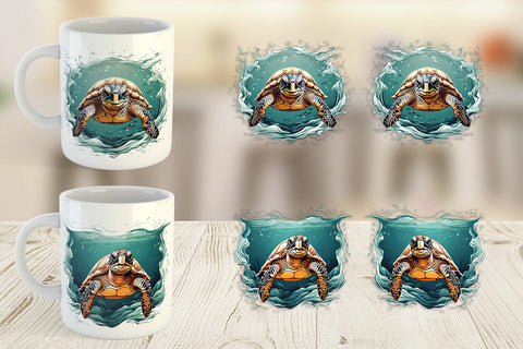 Mug Wrap Turtle Swimming Sublimation artnoy 