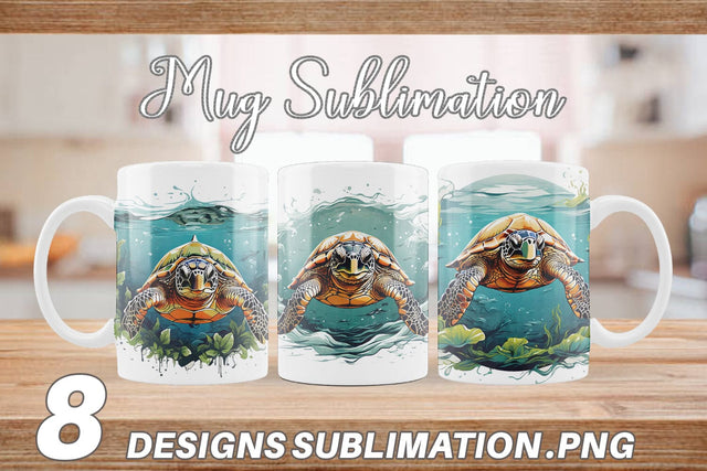 Mug Wrap Turtle Swimming Sublimation artnoy 