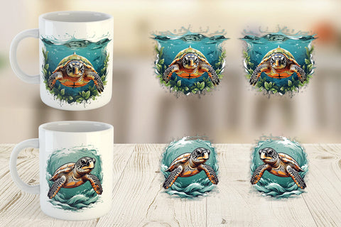 Mug Wrap Turtle Swimming Sublimation artnoy 