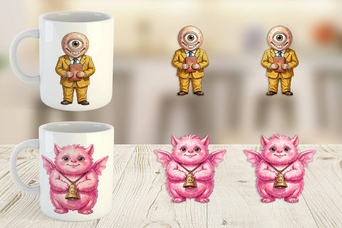 Mug Wrap UglyCute 70s Monster Teacher Sublimation artnoy 