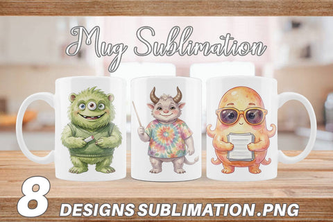 Mug Wrap UglyCute 70s Monster Teacher Sublimation artnoy 