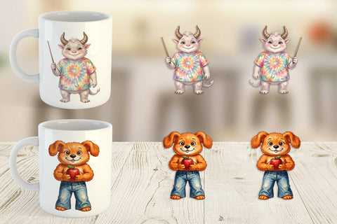 Mug Wrap UglyCute 70s Monster Teacher Sublimation artnoy 