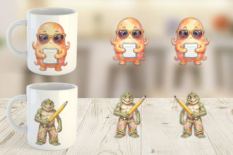 Mug Wrap UglyCute 70s Monster Teacher Sublimation artnoy 