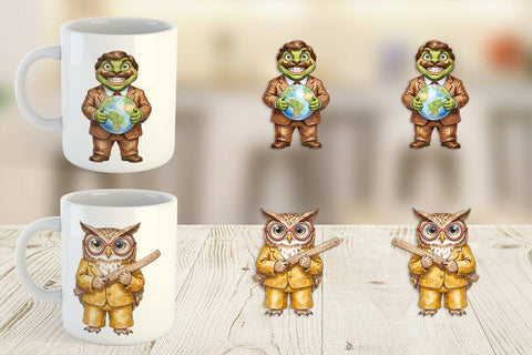 Mug Wrap UglyCute Groovy Animal Teacher Sublimation artnoy 