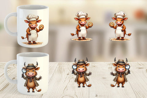 Mug Wrap UglyCute Highland Cow Occupations Quirky Jobs & Hobbies Sublimation artnoy 