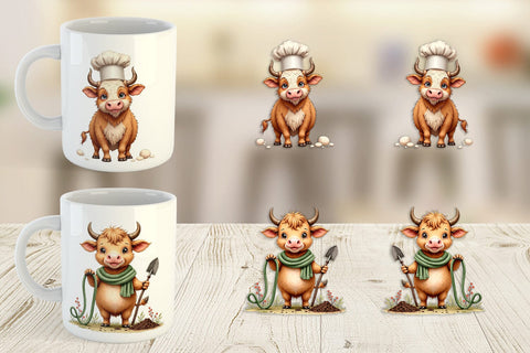 Mug Wrap UglyCute Highland Cow Occupations Quirky Jobs & Hobbies Sublimation artnoy 