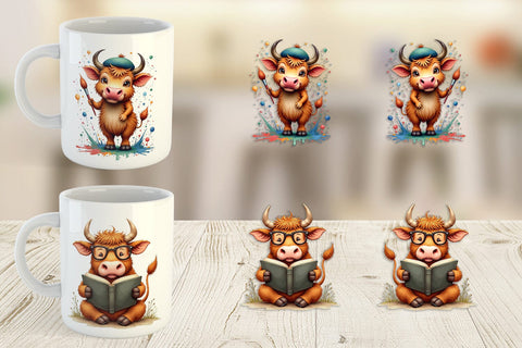 Mug Wrap UglyCute Highland Cow Occupations Quirky Jobs & Hobbies Sublimation artnoy 