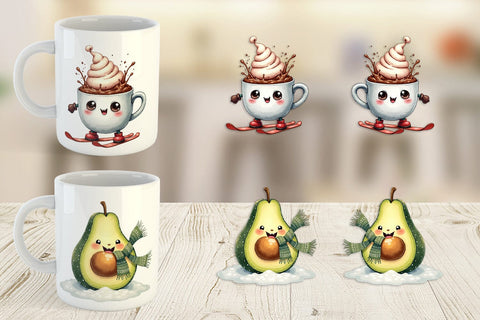 Mug Wrap UglyCute Winter Food & Drinks Sublimation artnoy 