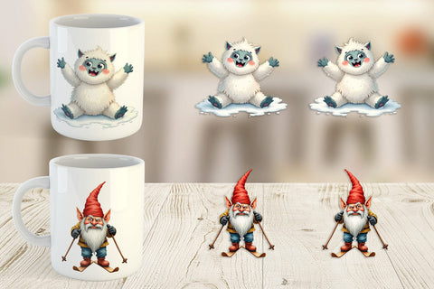 Mug Wrap UglyCute Yeti & Gnome Winter Games Sublimation artnoy 