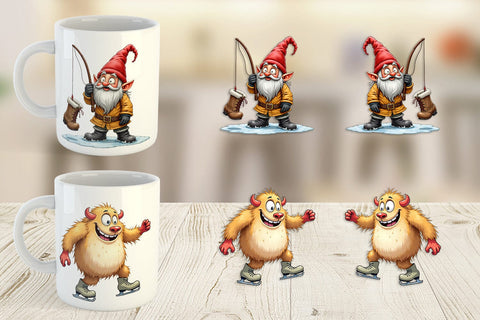 Mug Wrap UglyCute Yeti & Gnome Winter Games Sublimation artnoy 