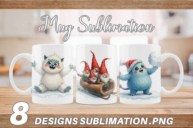 Mug Wrap UglyCute Yeti & Gnome Winter Games Sublimation artnoy 