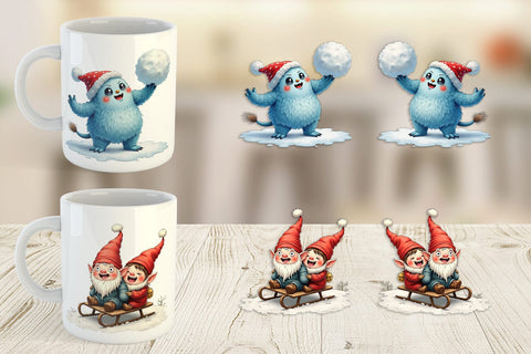 Mug Wrap UglyCute Yeti & Gnome Winter Games Sublimation artnoy 
