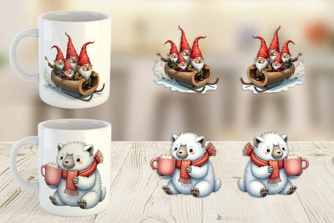 Mug Wrap UglyCute Yeti & Gnome Winter Games Sublimation artnoy 