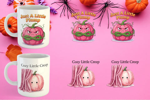 Mug Wrap Unbothered Pink Pumpkin Watercolor Sublimation artnoy 