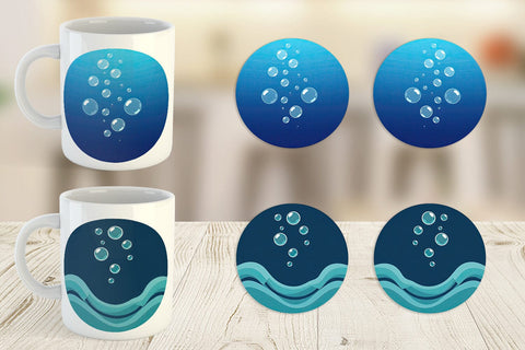 Mug Wrap Underwater Bubbles Sublimation artnoy 
