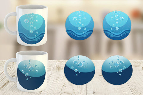 Mug Wrap Underwater Bubbles Sublimation artnoy 