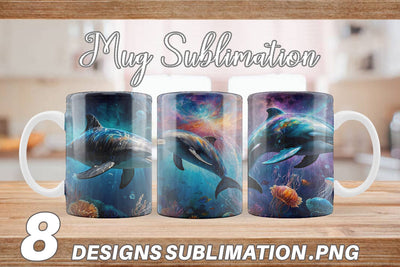 Mug Wrap Underwater Dolphin Sublimation artnoy 