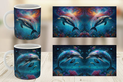 Mug Wrap Underwater Dolphin Sublimation artnoy 