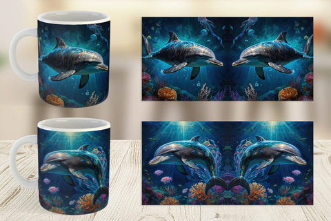 Mug Wrap Underwater Dolphin Sublimation artnoy 