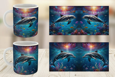 Mug Wrap Underwater Dolphin Sublimation artnoy 
