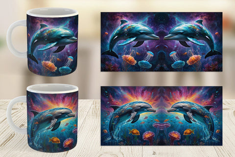 Mug Wrap Underwater Dolphin Sublimation artnoy 