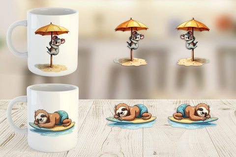 Mug Wrap Unenthusiastic Wild Animals Summer Sublimation artnoy 