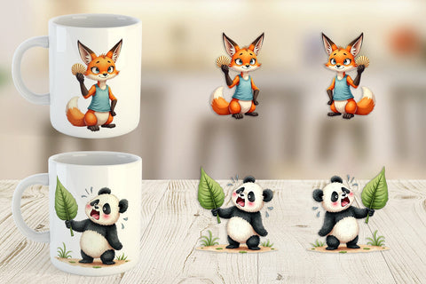 Mug Wrap Unenthusiastic Wild Animals Summer Sublimation artnoy 
