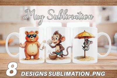 Mug Wrap Unenthusiastic Wild Animals Summer Sublimation artnoy 