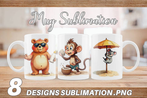Mug Wrap Unenthusiastic Wild Animals Summer Sublimation artnoy 