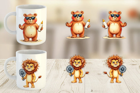Mug Wrap Unenthusiastic Wild Animals Summer Sublimation artnoy 