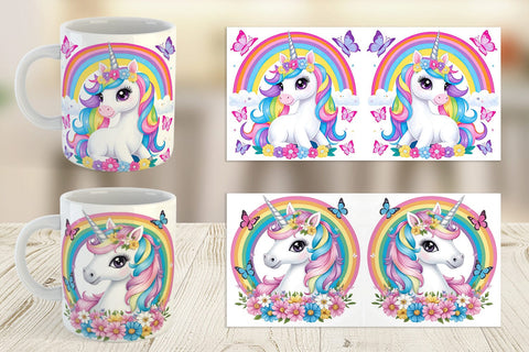 Mug Wrap Unicorn and Rainbow Sublimation artnoy 