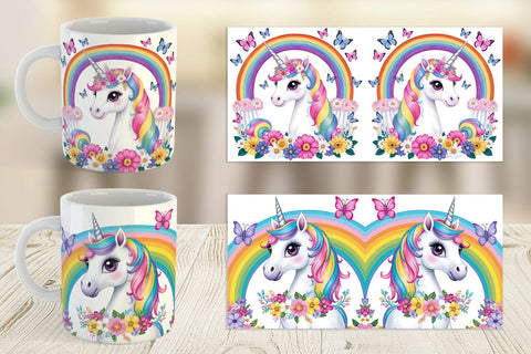 Mug Wrap Unicorn and Rainbow Sublimation artnoy 